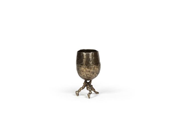 Vase with 3 legs rough - metal - antique gold Ø14.5 x 28.5cm Online-Verkauf