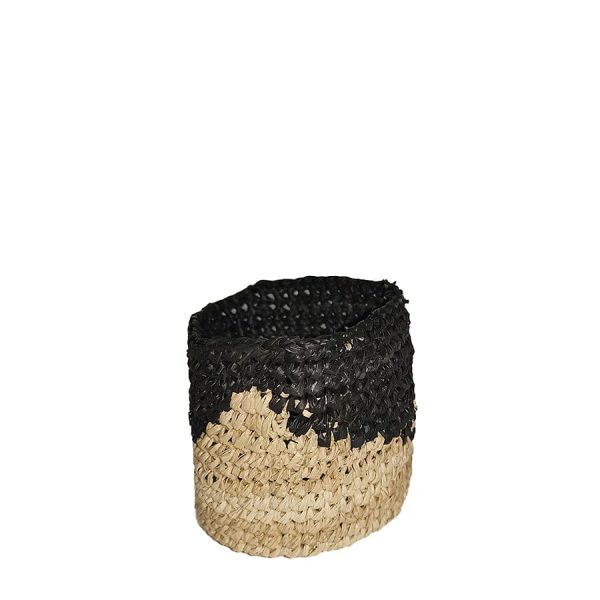 Panier Basket Raffia Ø7cm Natur Black saw Verkauf
