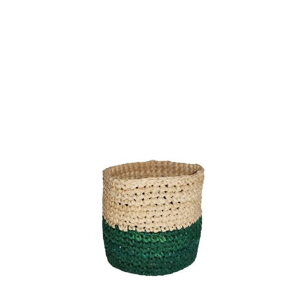 Panier Basket Raffia Ø7cm Green Natur half Online-Schn?ppchen