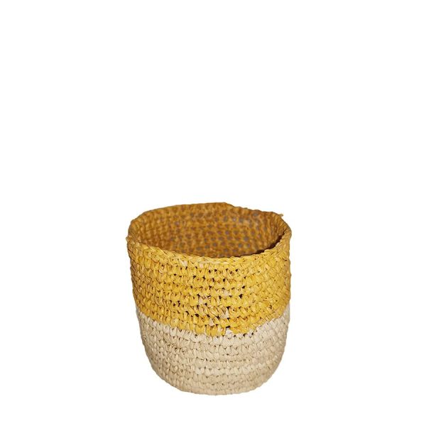 Panier Basket Raffia Ø7cm Natur Yellow half Online