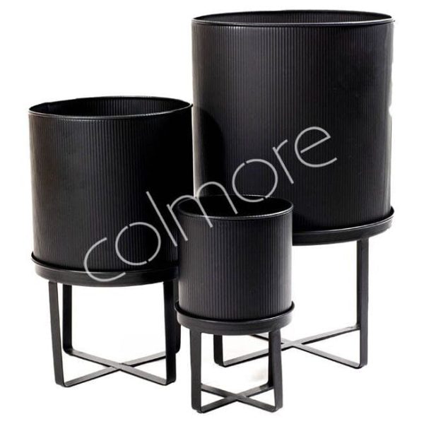 Planter on stand Metal black D32 H52 cm Im Angebot – Bild 2